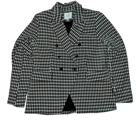 Anthroplogie Maison d’ Amélie gingham blazer black and white size Large - Picture 3 of 8